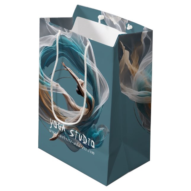 Flugflieger-Yoga-Lehrer Pilates-Fitness Mittlere Geschenktüte (Rückseite Schrägansicht)