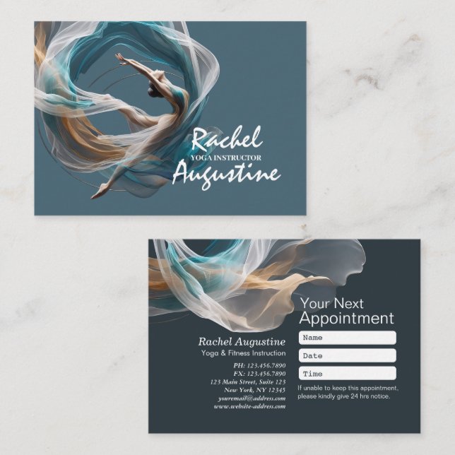 Flugflieger-Yoga-Lehrer Pilates-Fitness Terminkarte (Vorne/Hinten)