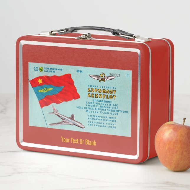 Fluggastticket Metall Lunch Box (Beispiel)