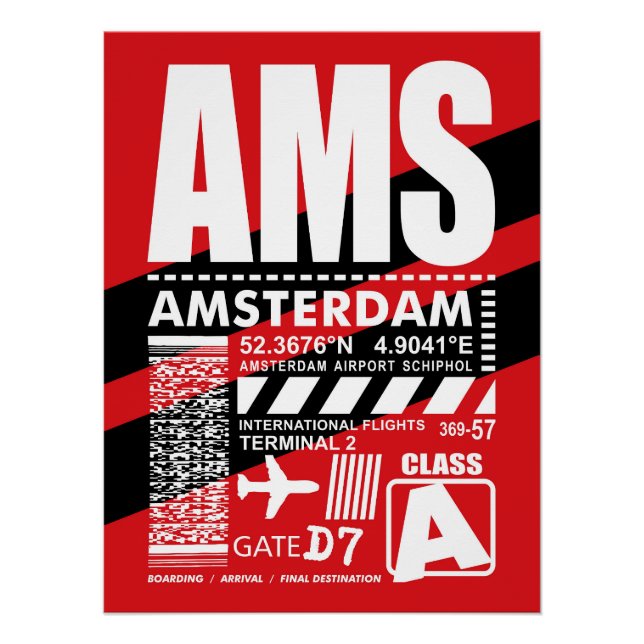 Flughafen AMS Amsterdam Poster (Vorderseite)