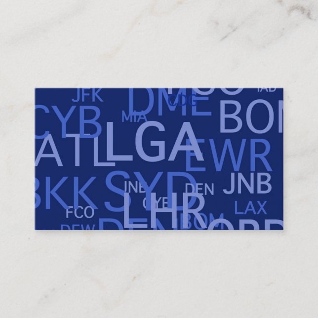 Flughafen-Codes für die Reise beruflich Visitenkarte (Vorderseite)