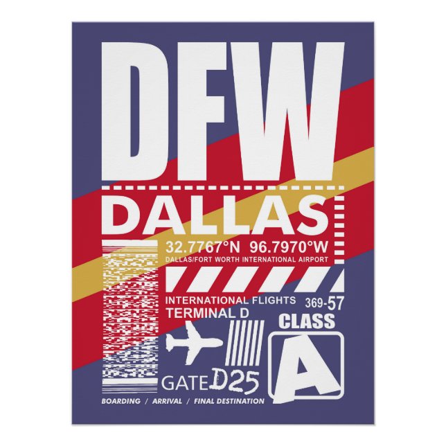 Flughafen DFW Dallas Poster (Vorderseite)