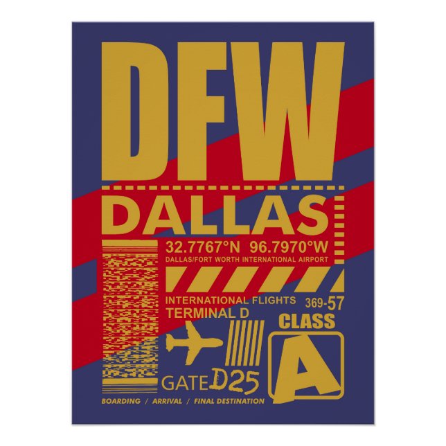 Flughafen DFW Dallas Poster (Vorderseite)