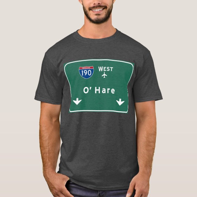 Flughafen I-190 W zwischenstaatliches Illinois T-Shirt (Vorderseite)