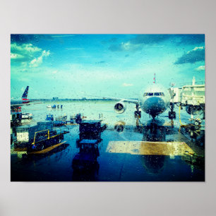 Flughafen in Rain Poster
