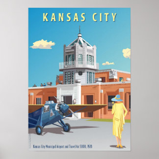 Flughafen Kansas City Art Deco Poster
