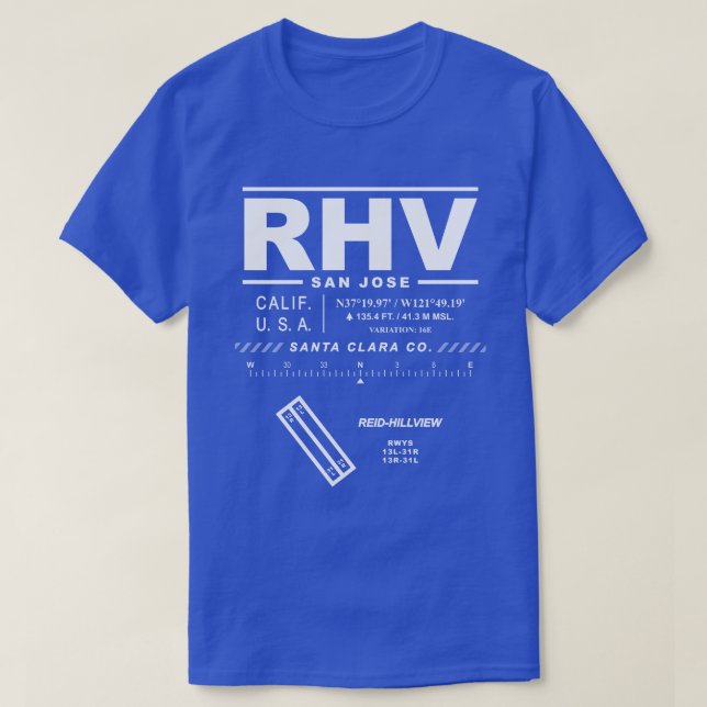 Flughafen Reid-Hillview Santa Clara Co. RHV T - Sh T-Shirt (Design vorne)