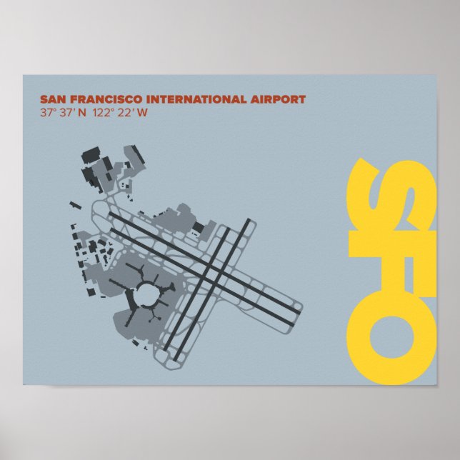 Flughafen San Francisco (SFO) Diagramm Poster (Vorne)