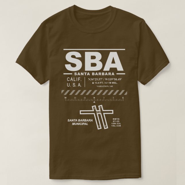 Flughafen Santa Barbara Municipal SBA T - Shirt (Design vorne)
