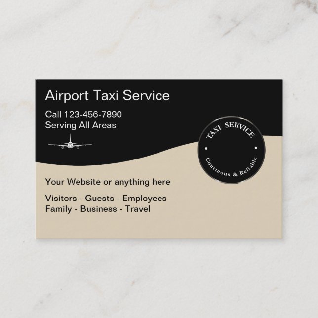 Flughafen-Taxi-Service modern Visitenkarte (Vorderseite)