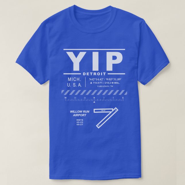 Flughafen Willow Run YIP T-Shirt (Design vorne)