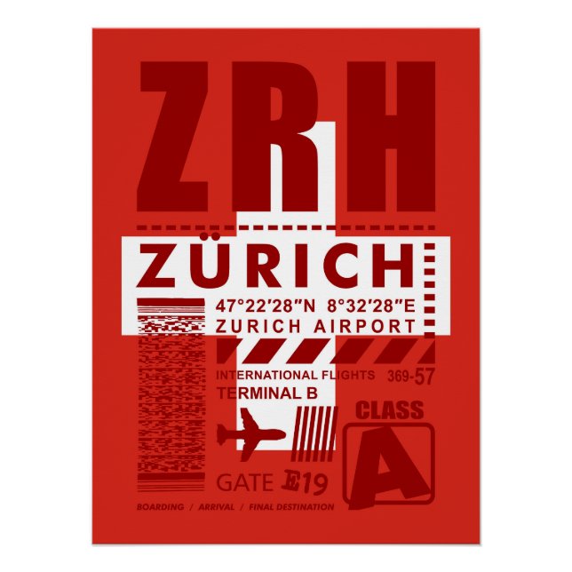 Flughafen ZRH Zürich Poster (Vorderseite)