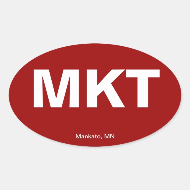 Flughafencode - Mankato, Minnesota Ovaler Aufkleber (Vorderseite)