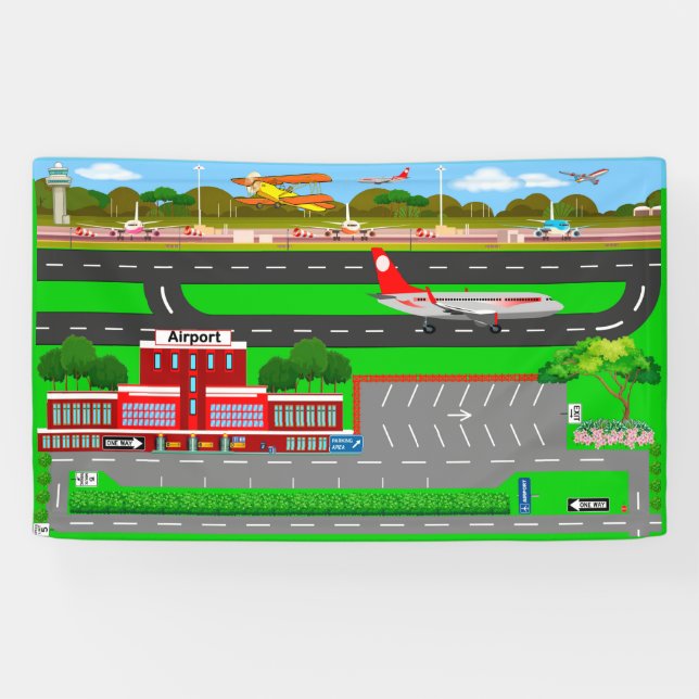 Flughafenstrassen für Autos 3' x 5' Banner (Horizontal)