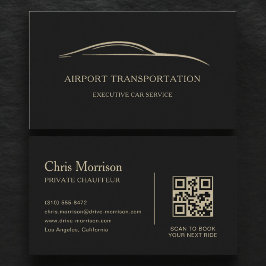 Flughafentransport QR-Code Schwarz & Gold Visitenkarte