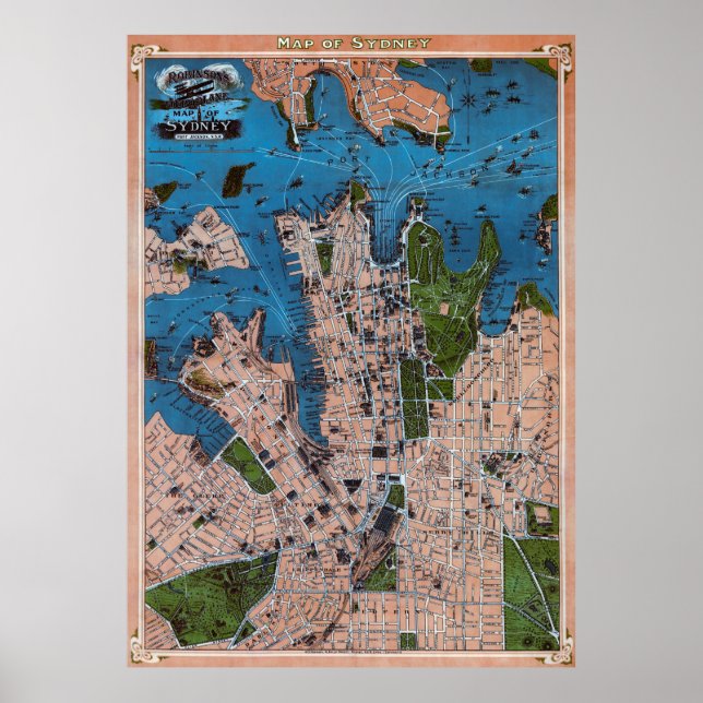 FLUGKARTE SYDNEY AUSTRALIA 1922 POSTER (Vorne)