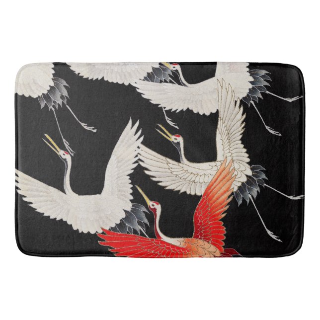 Flugkrane: Japanische Bird Kimono Art Badematte (Vorderseite)