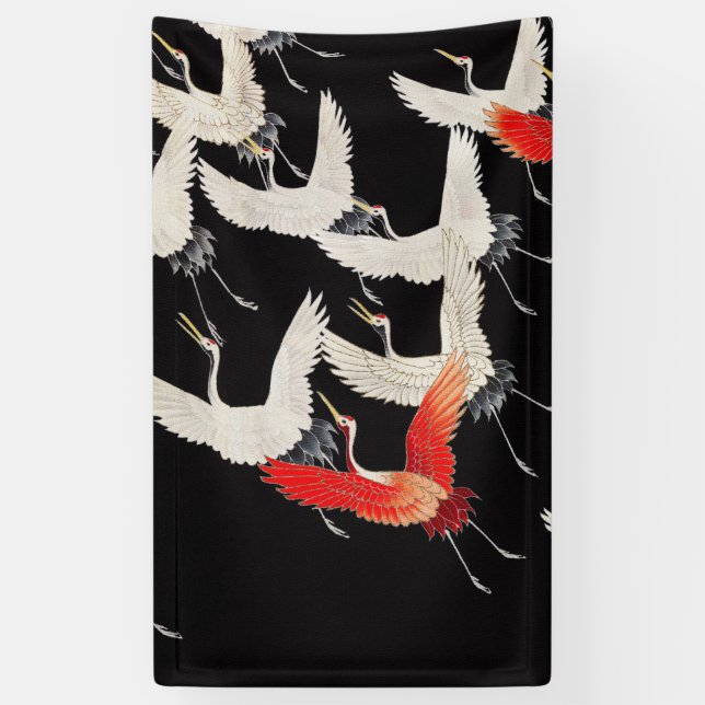 Flugkrane: Japanische Bird Kimono Art Banner (Vertikal)
