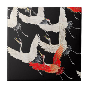 Flugkrane: Japanische Bird Kimono Art Fliese