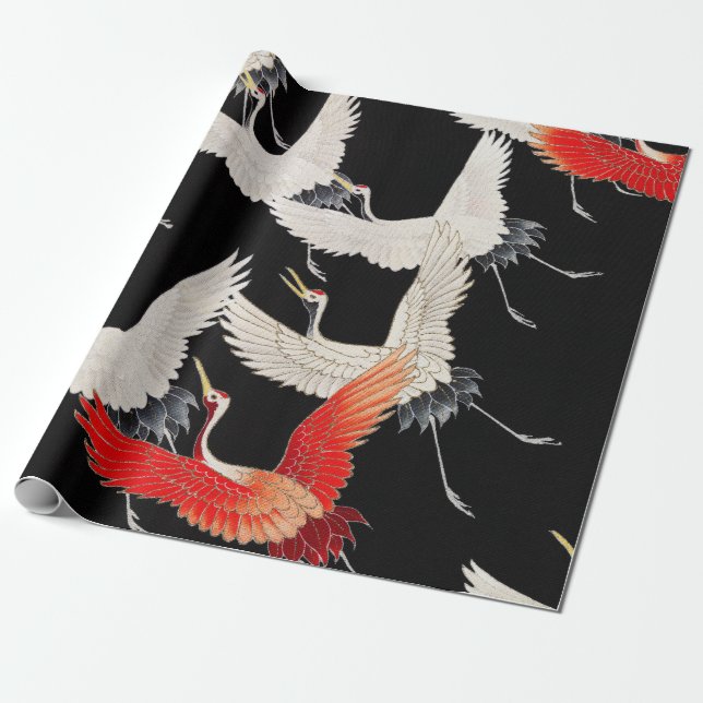 Flugkrane: Japanische Bird Kimono Art Geschenkpapier (Ungerollt)
