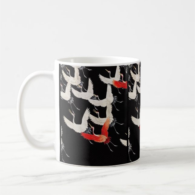 Flugkrane: Japanische Bird Kimono Art Kaffeetasse (Links)