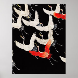 Flugkrane: Japanische Bird Kimono Art Poster