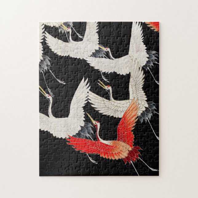 Flugkrane: Japanische Bird Kimono Art Puzzle (Vertikal)