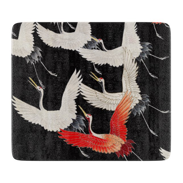 Flugkrane: Japanische Bird Kimono Art Schneidebrett (Vorderseite)