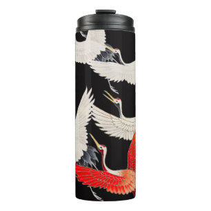 Flugkrane: Japanische Bird Kimono Art Thermosbecher