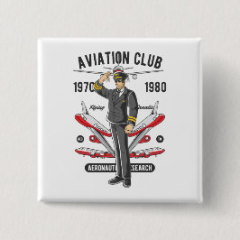Fluglehrer für Vintage Luftfahrt-Club Button
