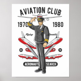 Fluglehrer für Vintage Luftfahrt-Club Poster