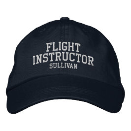 Fluglehrer Pilot Navy Blue & White Custom Bestickte Baseballkappe