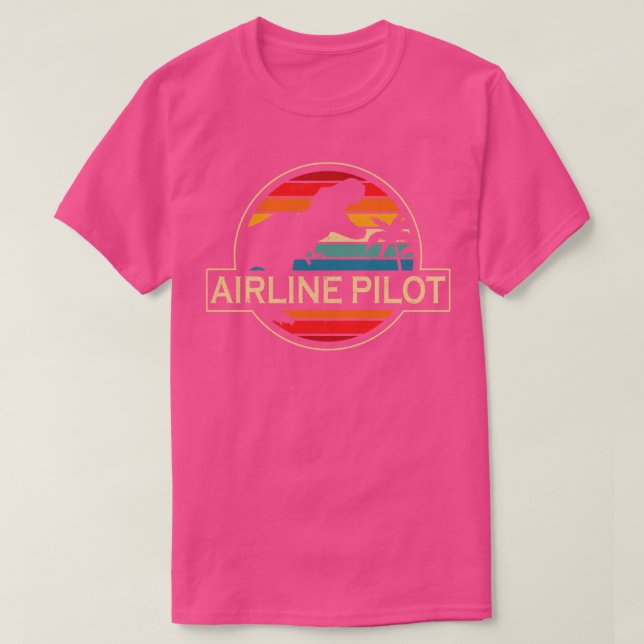 Fluglinienpilot Dinosaurier T-Shirt (Design vorne)