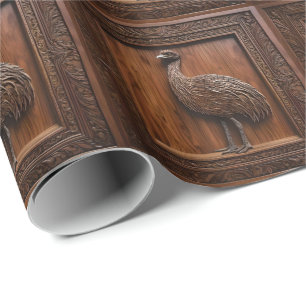 Fluglose Wunder: Australische Emu Wood Print, Geschenkpapier