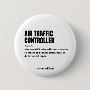 Fluglotsen - Definition des Büro Humors Button