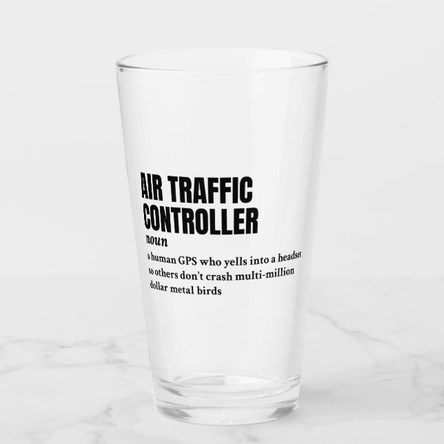 Fluglotsen - Definition des Büro Humors Glas (Vorderseite)