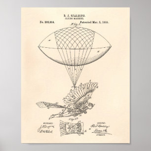 Flugmaschine 1889 Patentkunst - Alter Peper Poster
