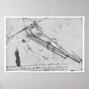 Flugmaschine, Leonardo da Vinci, 1490 Poster