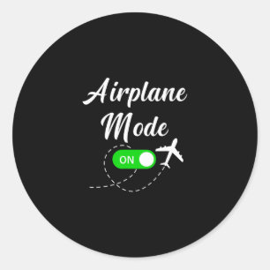 Flugmodus Lustige Reise Pilot Flugzeug Urlaub Runder Aufkleber