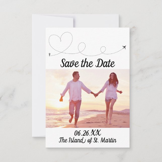 Flugreise - Save the Date 3x5 Einladung (Vorderseite)
