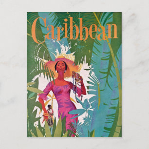 Flugreisen in die Karibik im Vintage-Stil Postkarte
