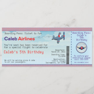 Flugschein Kids Airline Einladung zum Geburtstag