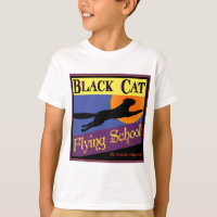 Flugschule Schwarze Katze Vintage-Halloween-Kunst