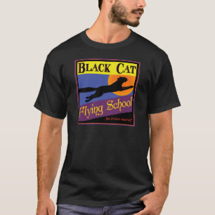 Flugschule Schwarze Katze Vintage-Halloween-T-Shir T-Shirt