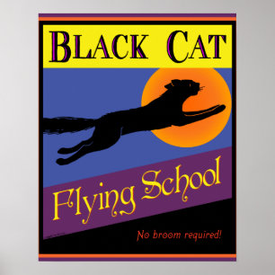 Flugschule Schwarze Katze Vintage-Halloweenposter Poster
