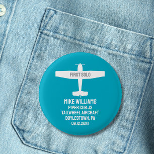 Flugschüler Erstes Alleinflug Flugzeug Aviation Ma Button