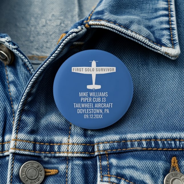 Flugschüler Erstes Alleinflug Flugzeug Lustig Benu Button (Von Creator hochgeladen)