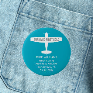 Flugschüler Erstes Alleinflug Flugzeug Lustiges Ma Button