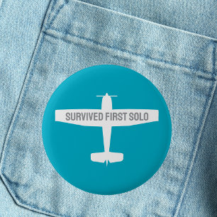 Flugschüler erstes Solo-Flugzeug Lustige Luftfahrt Button