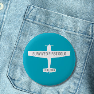 Flugschüler Erstes Solo-Flugzeug Lustige Luftfahrt Button